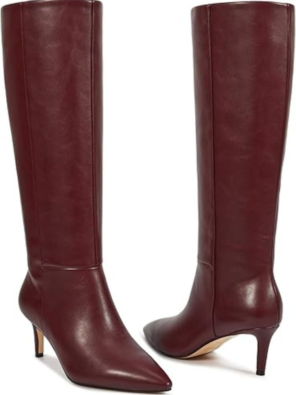 Knee High Boots for Women - Pointed Toe Kitten Heel & Crocodile, Side Full Zipp - Picture 3 of 8
